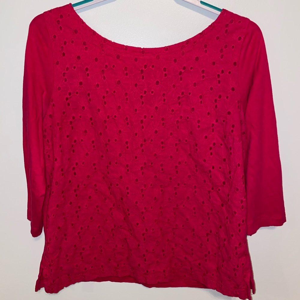 J. Crew Pink 3/4 Sleeve Blouse